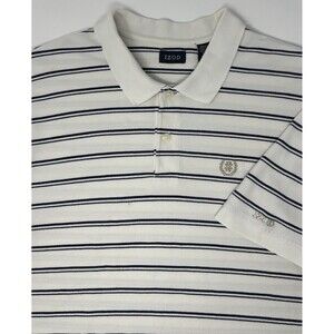 IZOD Mens White Blue Striped Short Sleeve Polo‎ XL